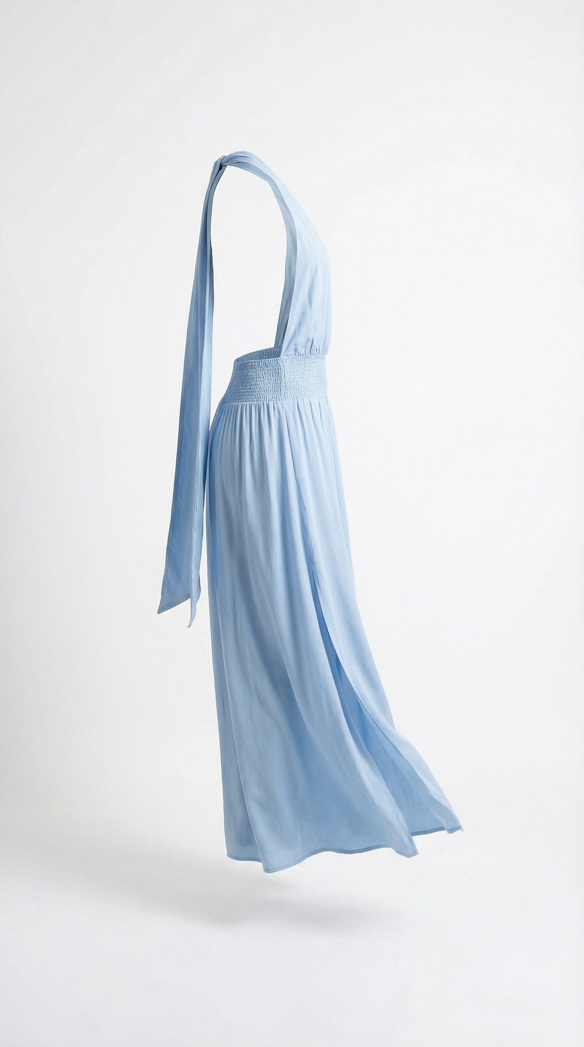 Anna Dress on white, back view with long tie