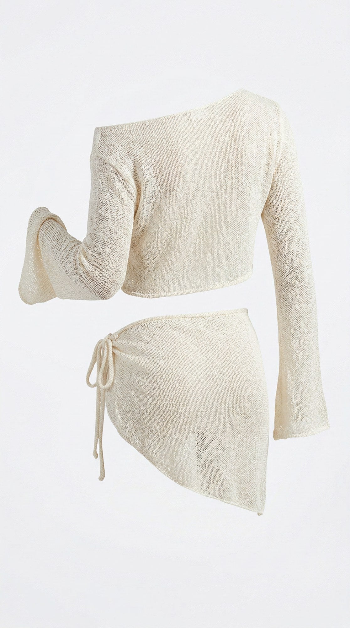 Lily Top set angled, showing the drawstring tie