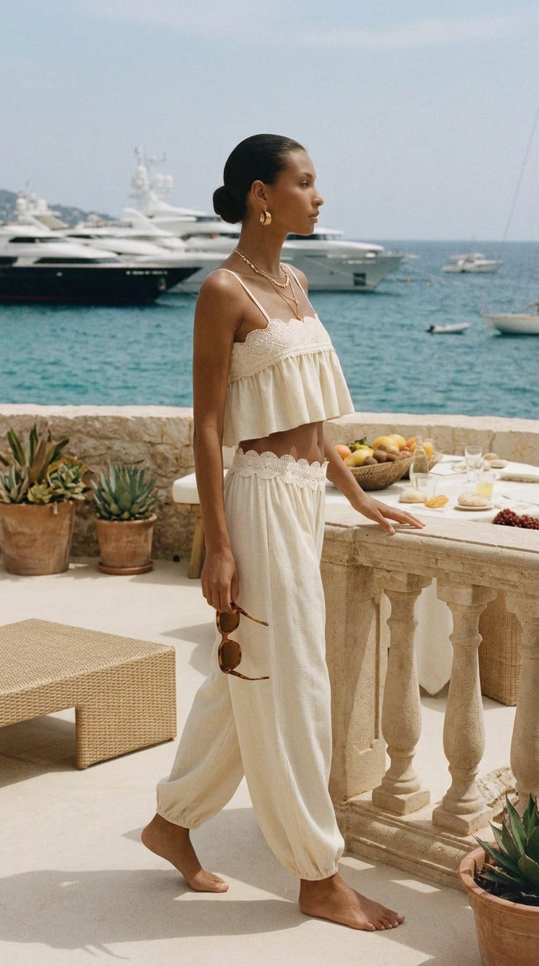 Sierra Set in cream, full-length look
